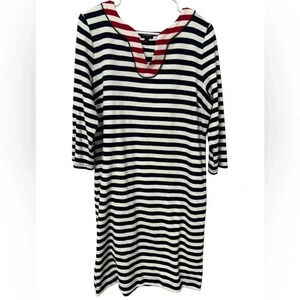 Talbots navy and red striped dress‎ size large